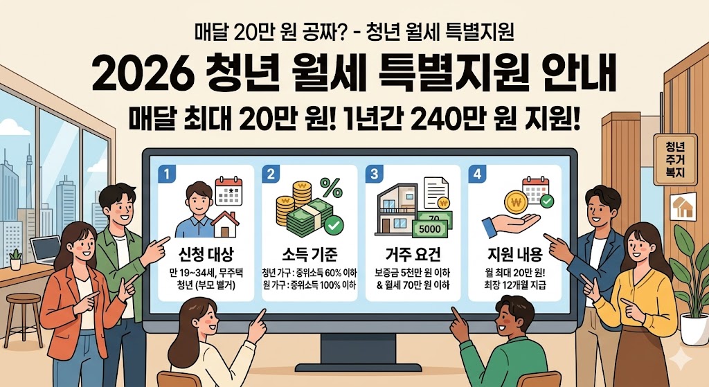 매달 20만 원 공짜? 2026년 청년 월세 특별지원 신청방법 & 조건 총정리