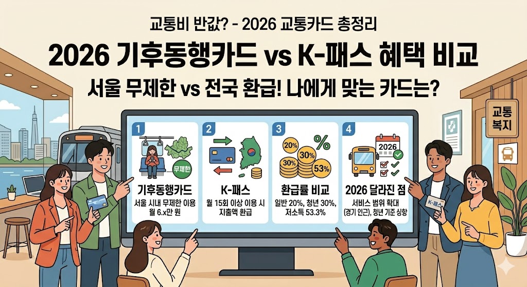 교통비 반값? 2026년 기후동행카드 vs K-패스 나에게 맞는 카드는?