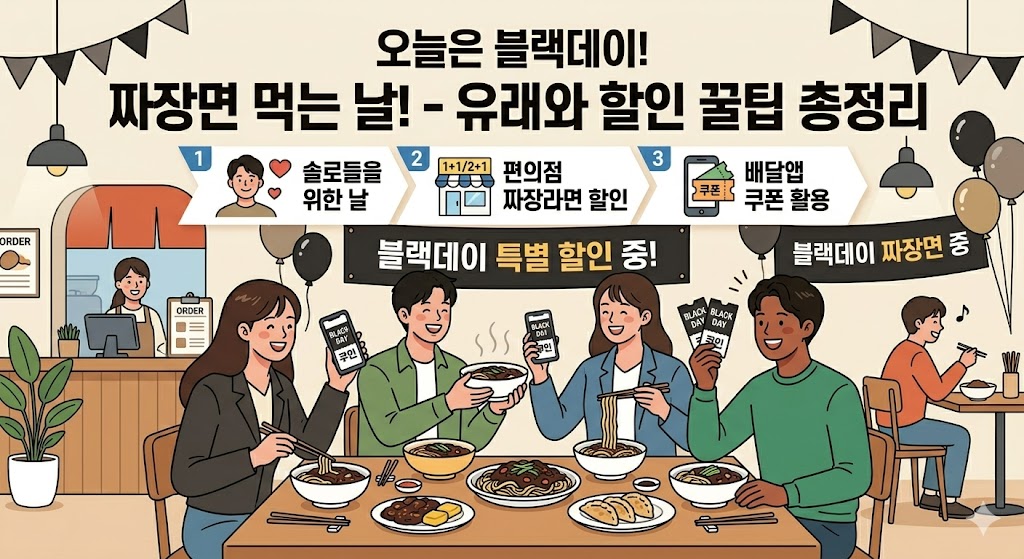 오늘은 블랙데이! 짜장면 먹는 날 유래와 2026 편의점/배달 앱 할인 꿀팁
