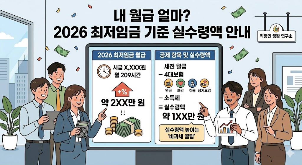내 월급 얼마? 2026년 최저임금 기준 실수령액 계산표 & 공제 항목 정리