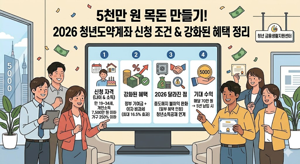 5천만 원 목돈 만들기! 2026년 청년도약계좌 신청 조건 & 강화된 혜택 정리