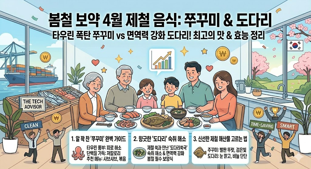 봄이 오면 꼭 먹어야 할 보약! 4월 제철 음식 ‘쭈꾸미 & 도다리’ 효능과 맛있는 법