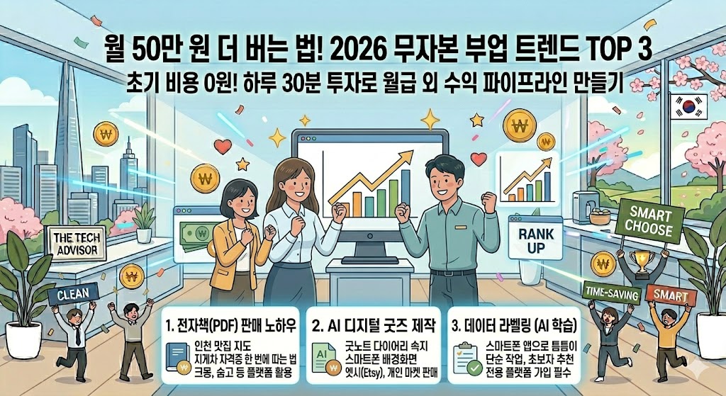 월 50만 원 더 버는 법! 2026년 직장인 무자본 부업 트렌드 TOP 3